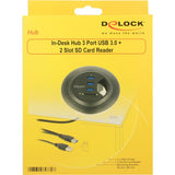 Delock in-desk hub 3 port USB 3.0 + 2 slot SD-kortlæser kortlæser