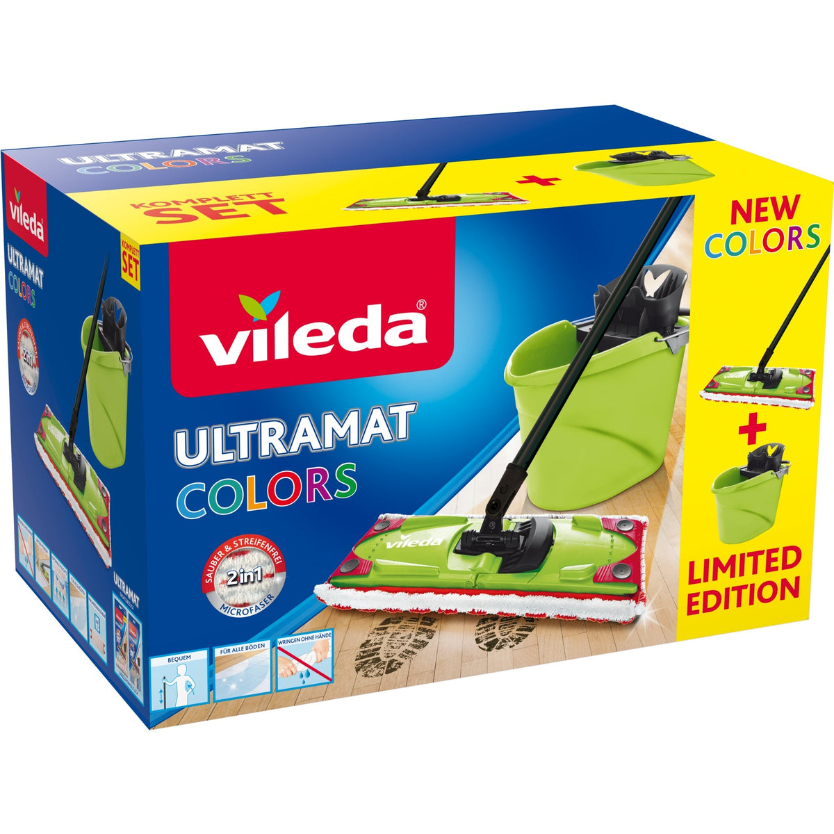 Vileda ultramat farver 2i1 komplet sæt gulvvisker (grøn sort)