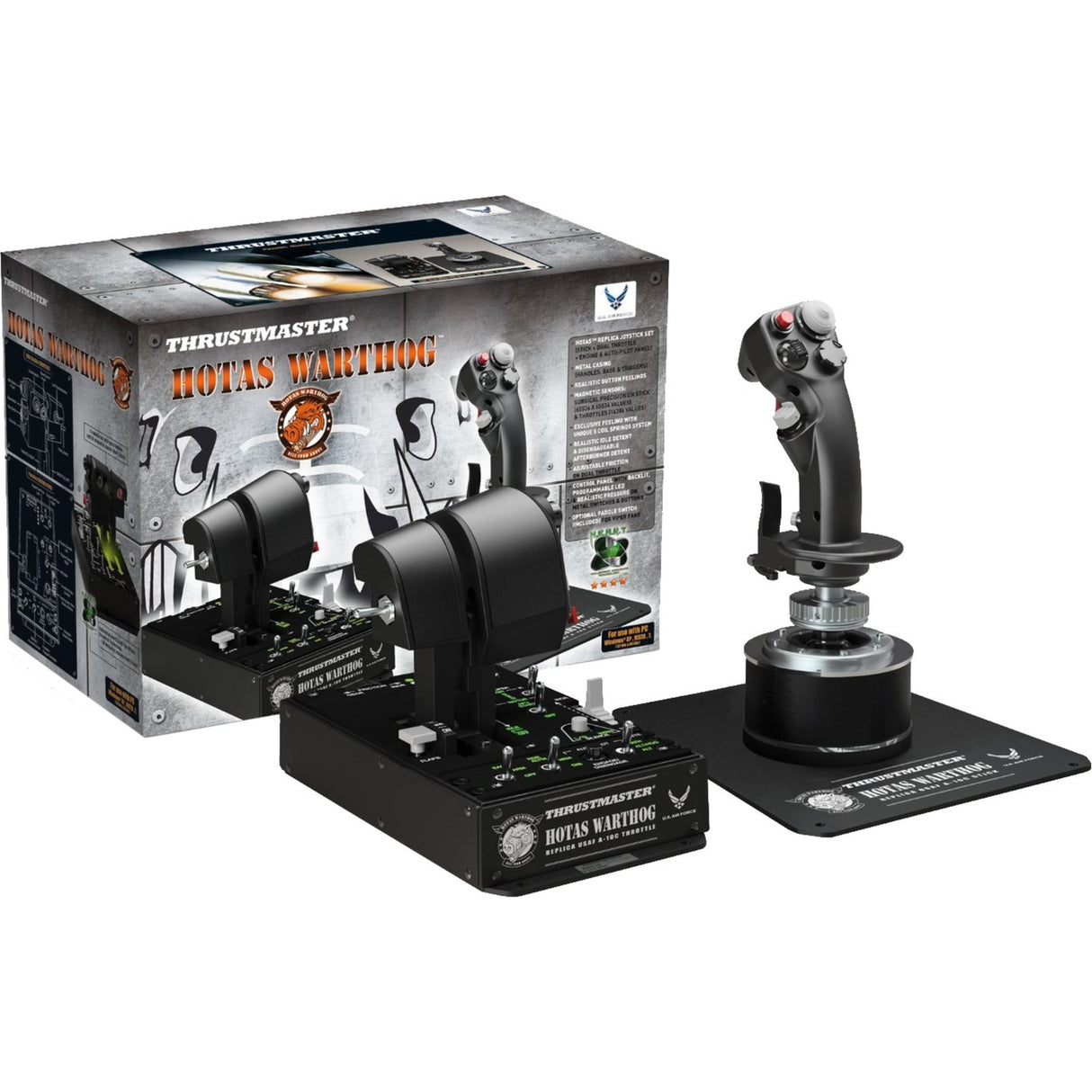 Thrustmaster Hotas Warthog Joystick og Throttle Gaming Hotas (sort sølv, pc)