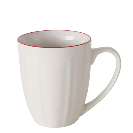 Boltze home mok hedda 330ml ã˜9xh10,5cm wit met rode rand