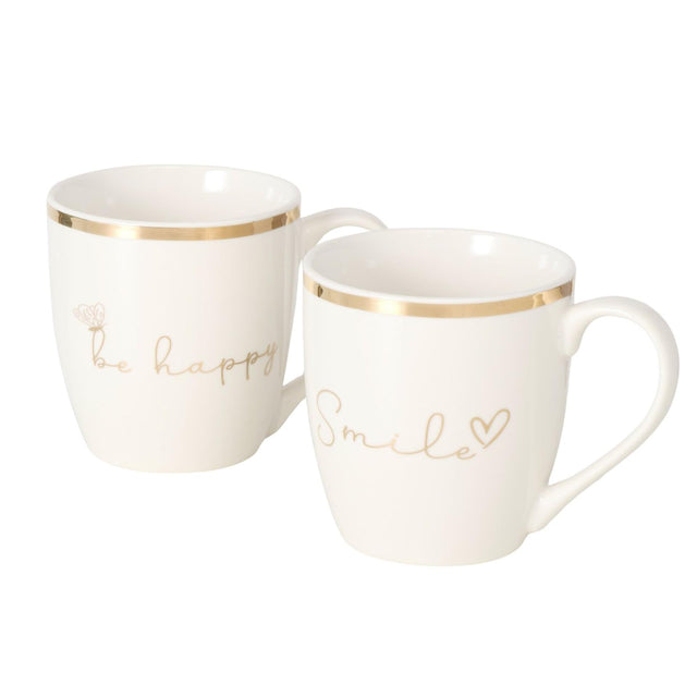Boltze hjemmekrus davina be happy smile 400ml ø9,5xh10cm beige guld