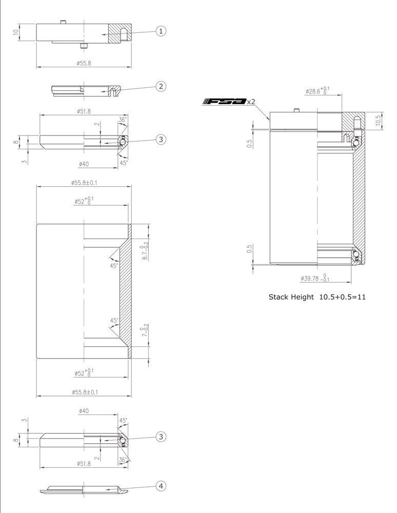 Fsa no.55r 1,5 acr headset