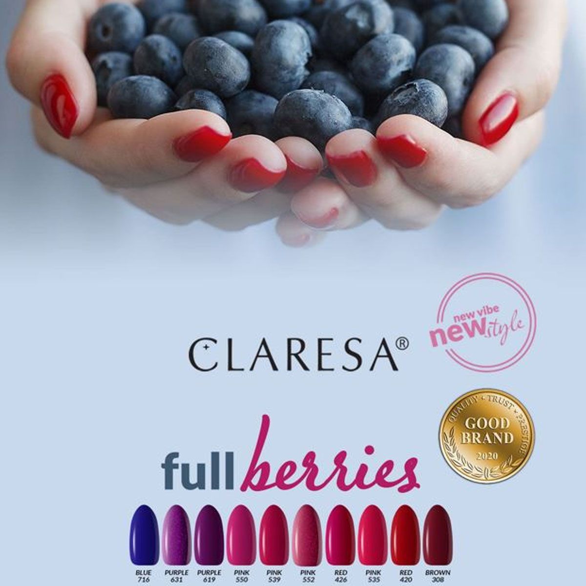 Claresa uv led gel polish 5ml lilla 619 fulde bær