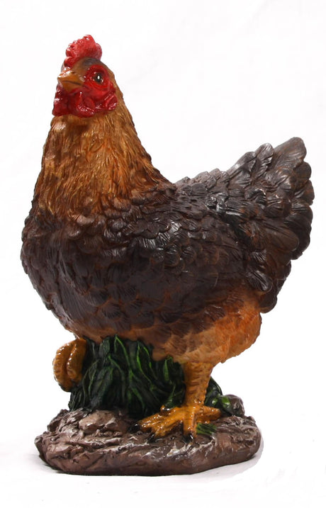 Bondetræ dyr havestatue kylling mini brun 5x5x12cm
