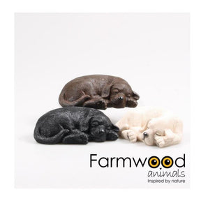 Bondetræ dyr havestatue hvalp labrador sover 20 cm