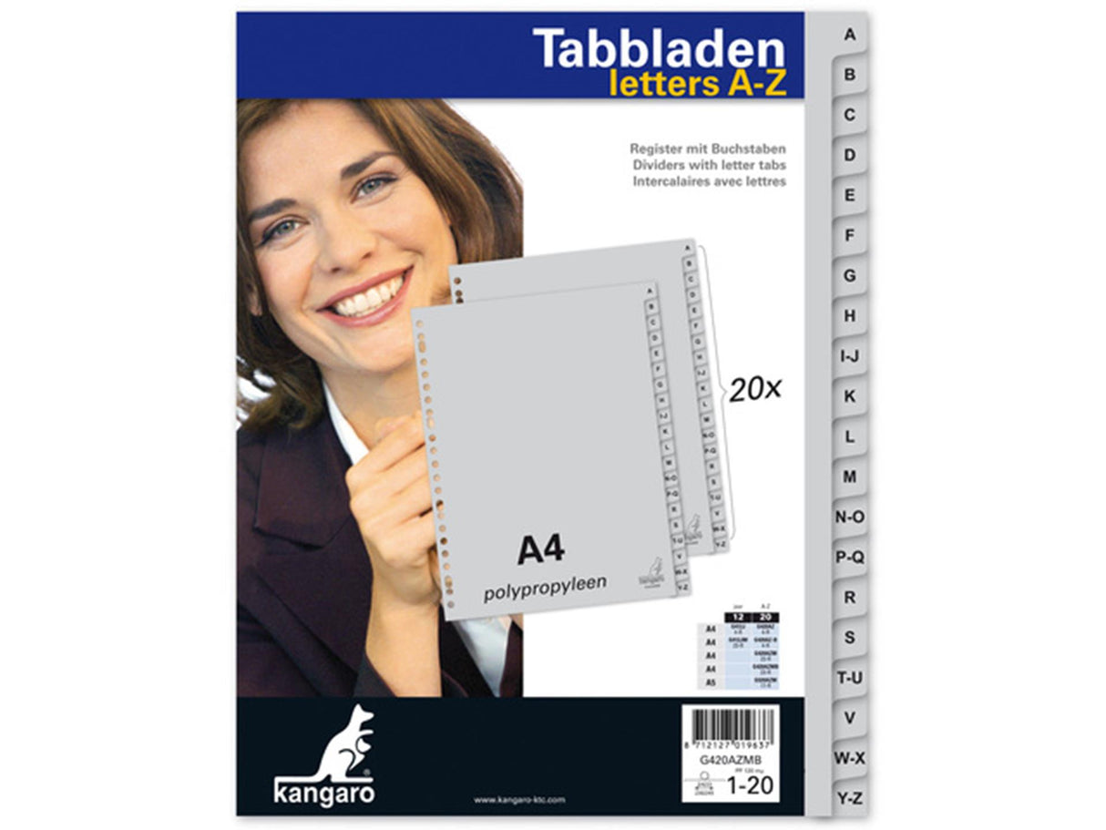Imp kangaro tabs a4 23 ringe a-z 20 dele plastik ekstra bred