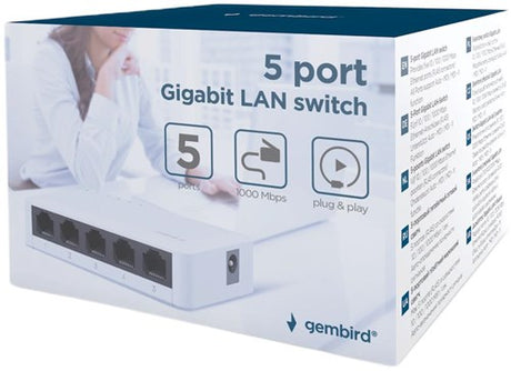 Enzo gembird netværksswitch 5 porte 10 100 1000mbps - 9510309