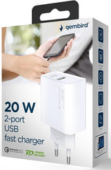 Enzo Gembird USB + USB-C hurtigoplader | 20w | hvid - 9540151