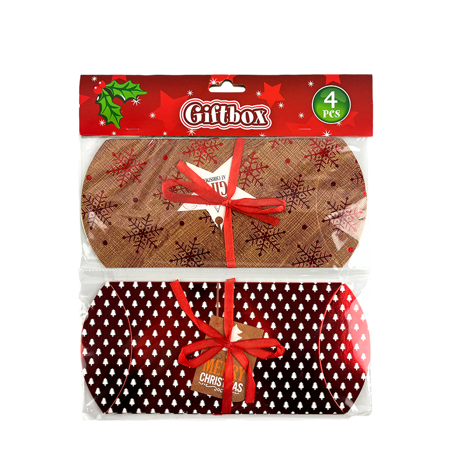 Geschenkdoos kerst rood 18x9cm 4 stuks