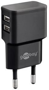 Enzo Goobay USB-oplader vinklet dobbelt 2.4a sort - 9550140