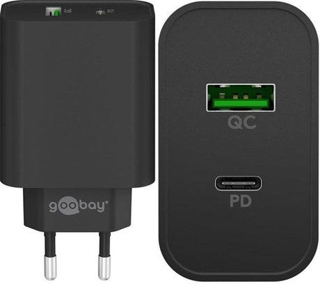 Goobay USB + USB-C hurtigoplader 45W sort - 9550193