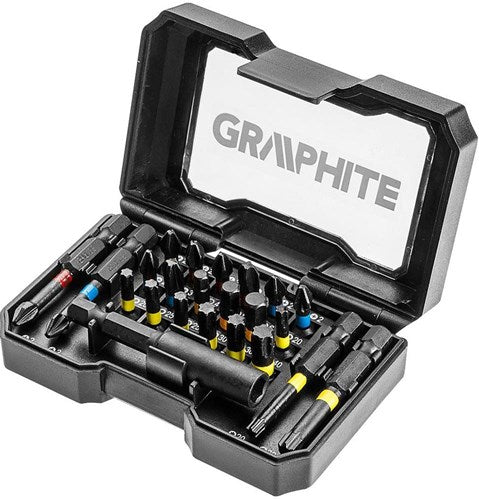 Grafit bit sæt 23 dele i opbevaringsæske - 6480224