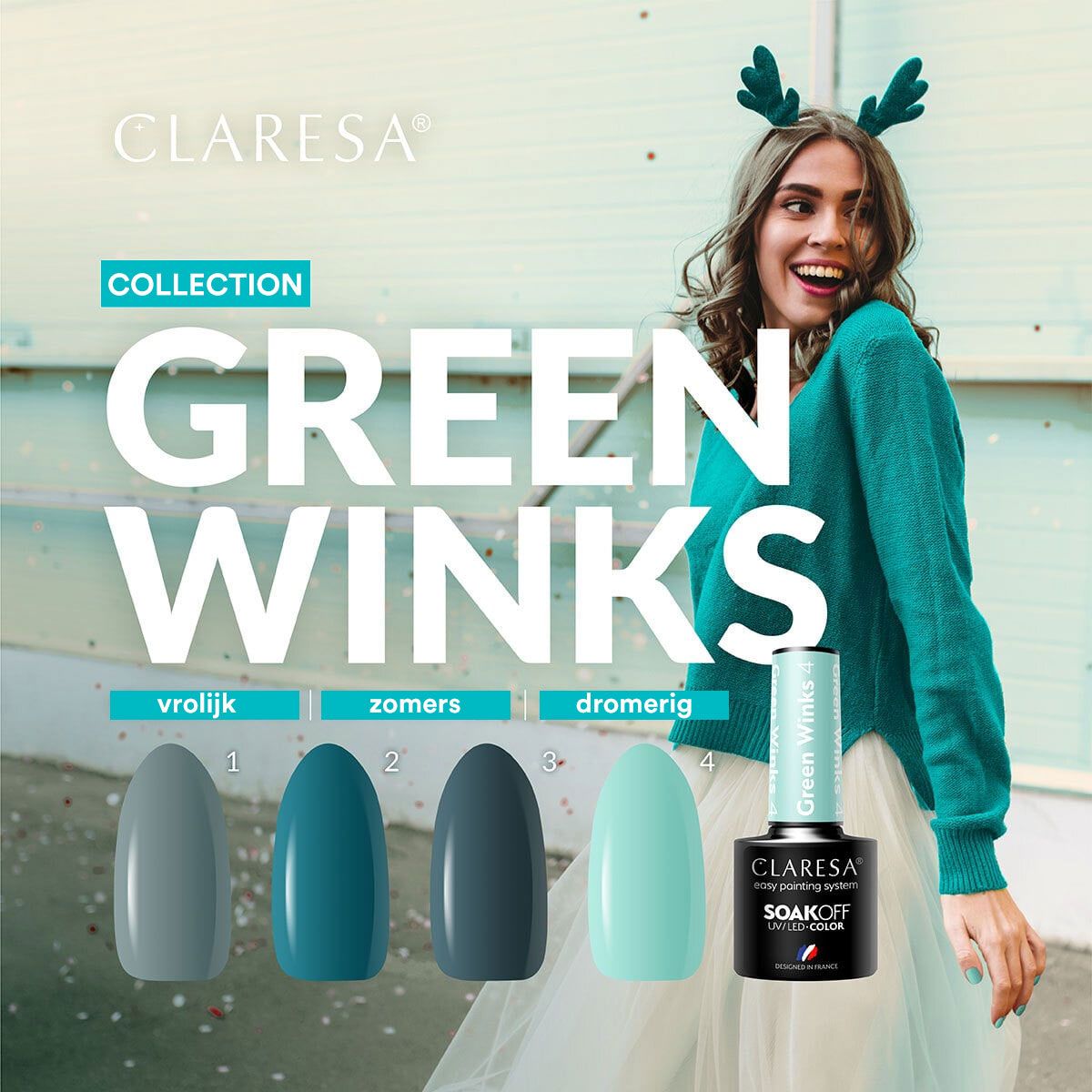 Claresa UV LED Gel Polish 5 ml grønne blink 2