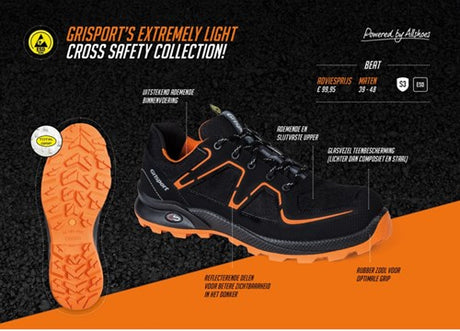 Grisport safety cross safety beat 33602 laag s3 zwart oranje - maat 41 - 00.049.007.41