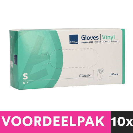 Abena pudderfri vinylhandsker størrelse small 100 stk værdi pakke
