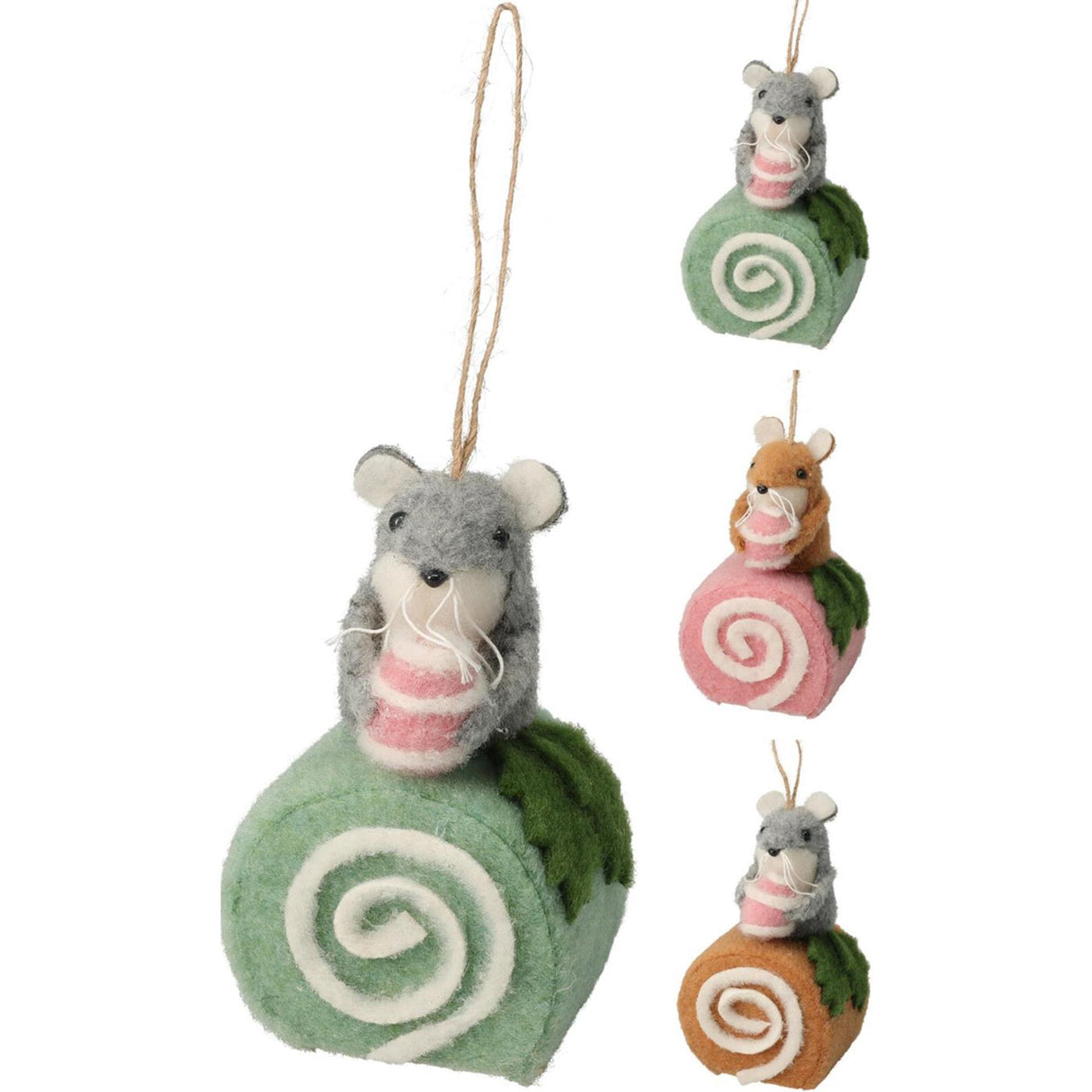 Home styling hangdeco muis op cake 12cm 3 assorti