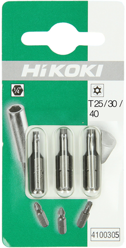 Hikoki accessoires bits met gat 1 4 torx tx25 30 40 - 25mm 4100305