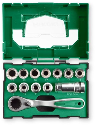 Hikoki accessoires krachtdoppenset 13-delig 1 2 inch + ratel - 40030033