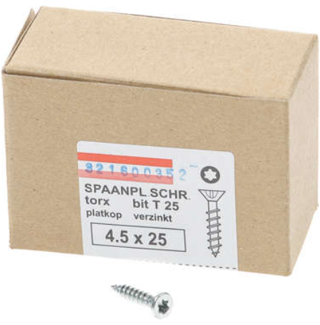 Hoenderdaal fasteners hoenderdaal spaanplaatschroef verzinkt platkop voldraad torx tx25 4.5x25 | 200 stuks - 0206.01.33101