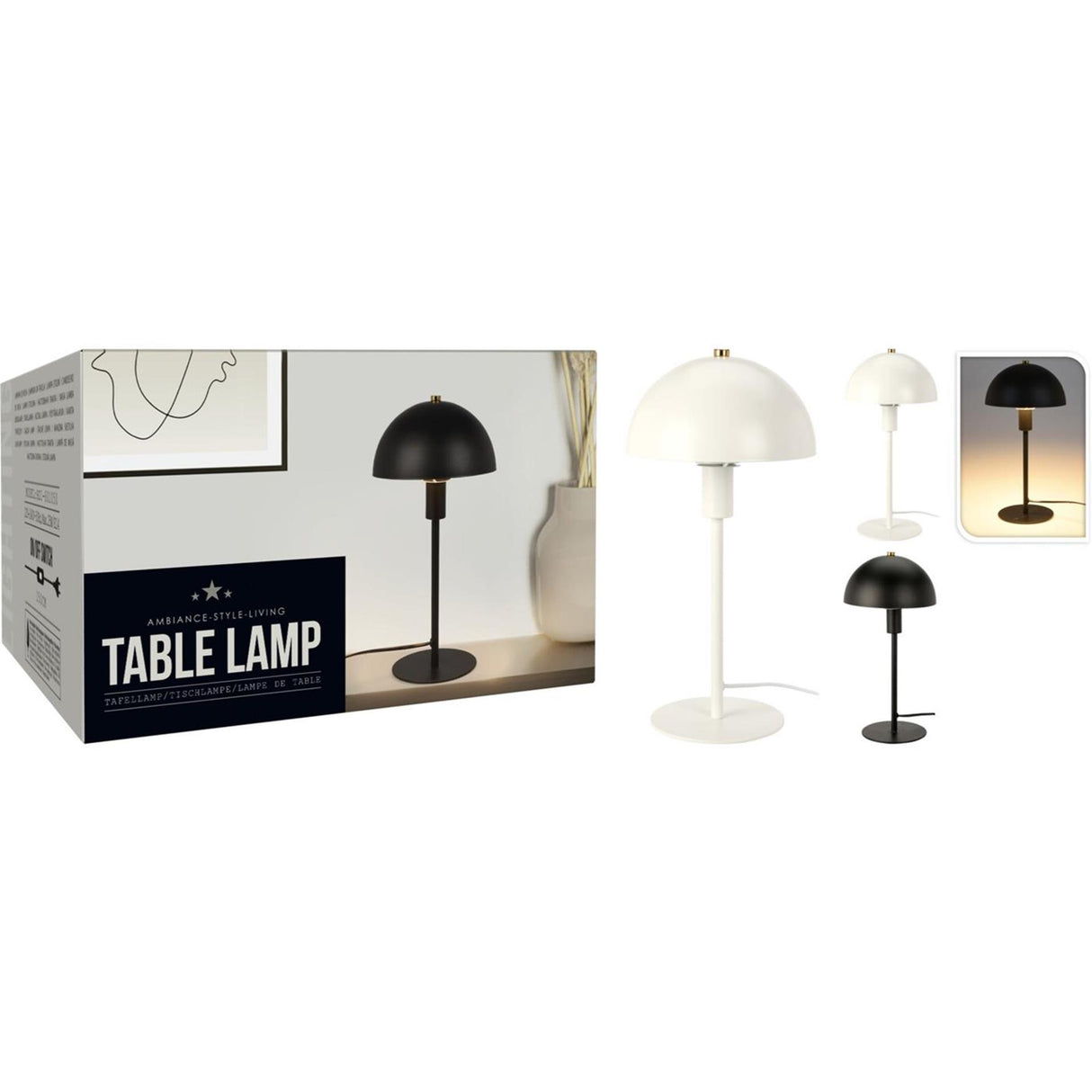 Home styling bordlampe metal sort 18x36cm