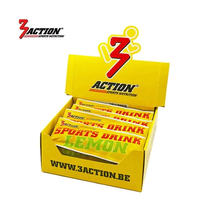 3action sportsdrik citronposer 30 gram - displayboks 25 stykker - 1202000001