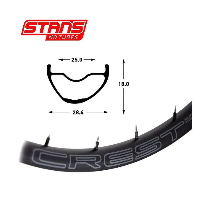 Stans notubes fælg crest mk4 29 32h sort grå snt