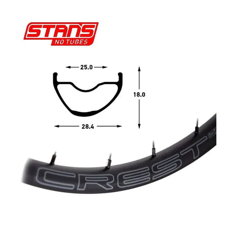 Stans notubes fælg crest mk4 29 32h sort grå snt
