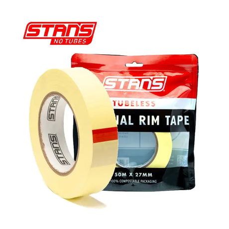 Stans notuber fælgtape gul tape 27 mm bred værkstedsrulle 50 meter as0323