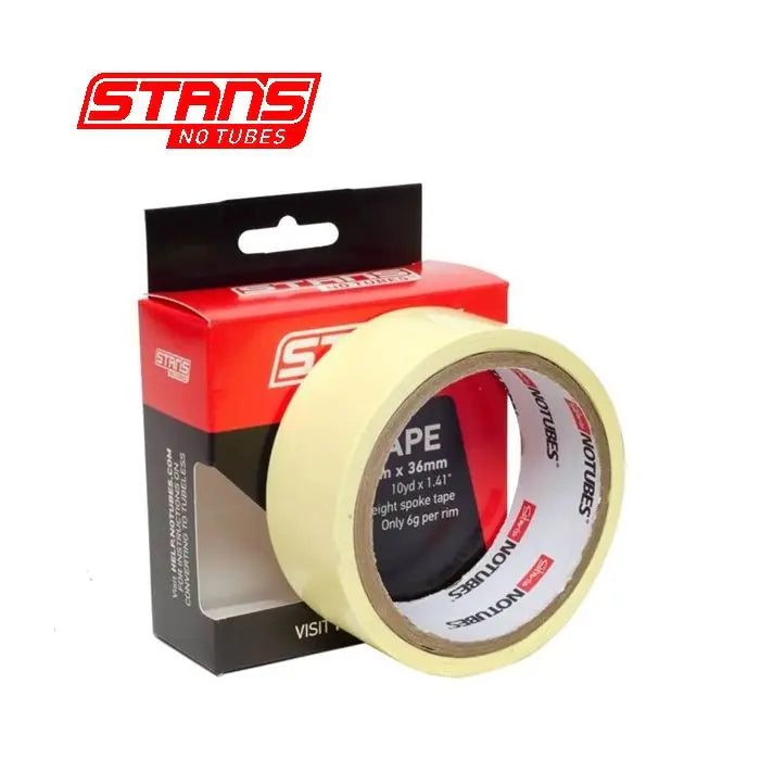 Stans notubes fælgtape gul tape 36 mm bred rulle 9 meter (10yd) as0135