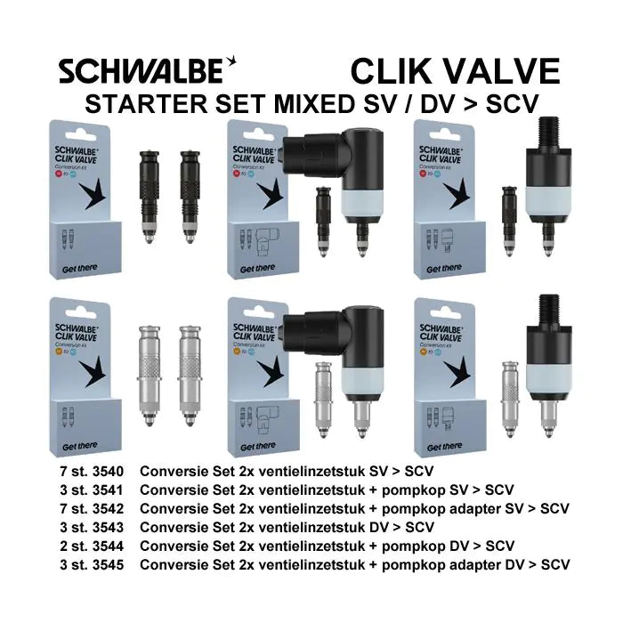 Schwalbe benelux b.v. Schwalbe ventil ombygningssæt Clik SV-SCV DV-SCV 25 stk