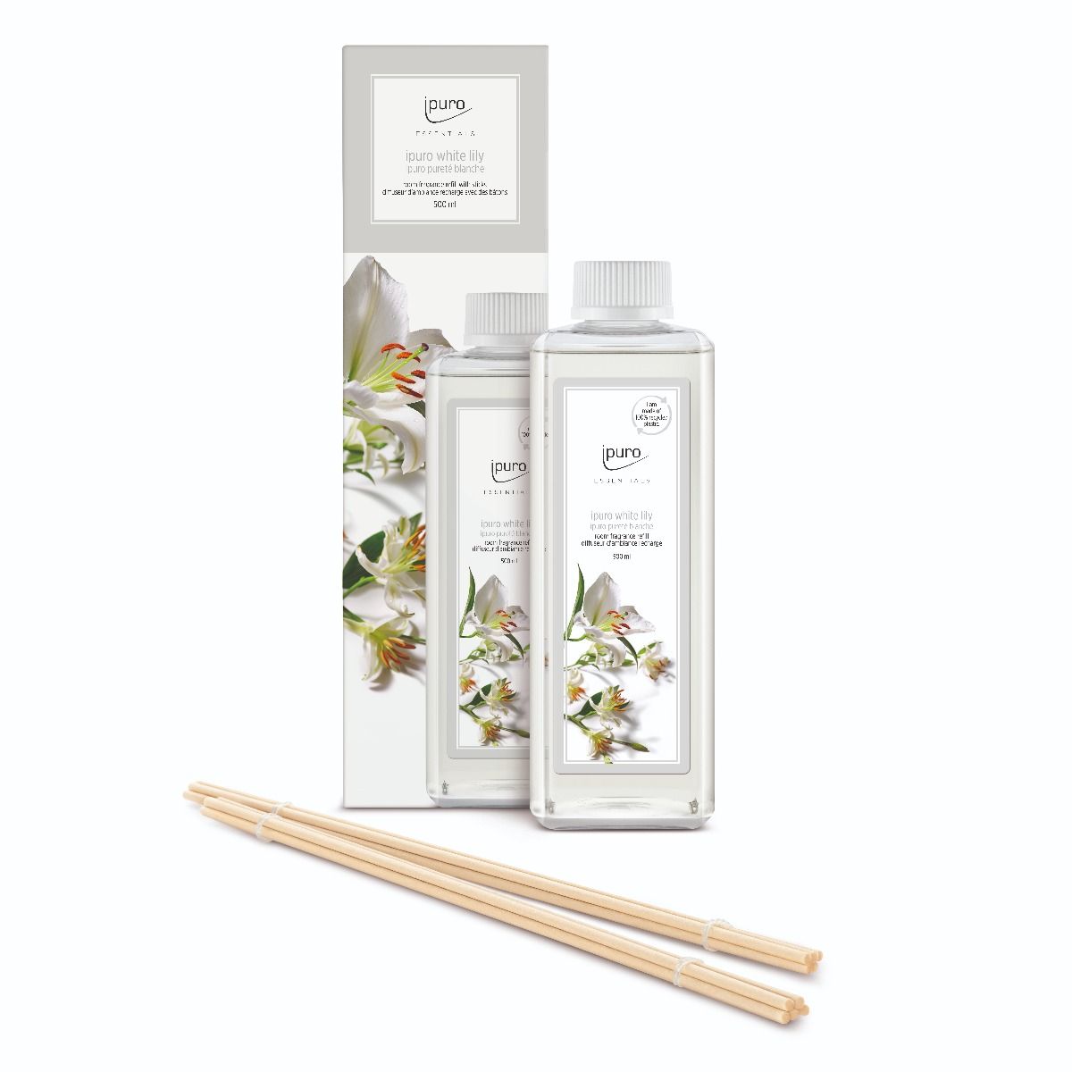 Ipuro duft diffuser refill hvid lilje 500ml
