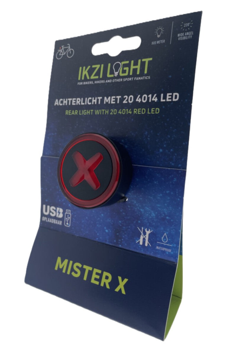 Buzaglo ikzilight baglygte mr x med 4014 LED, USB genopladelig