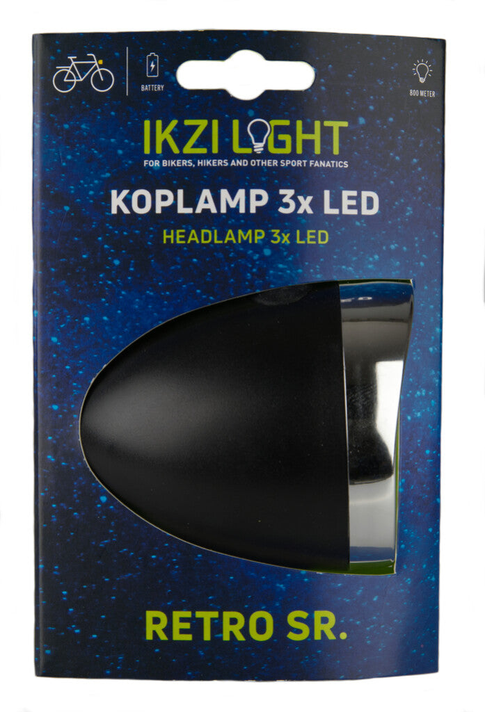 Forlygter Retro LED sort batteri