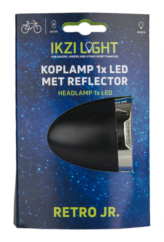 Ikzi forlygte Retro Jr 1x LED - Sort