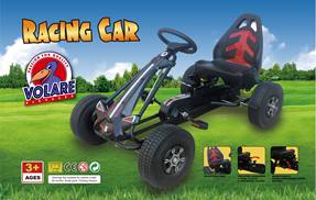 Volare go kart racerbil - drenge - store - pneumatiske dæk - sorte