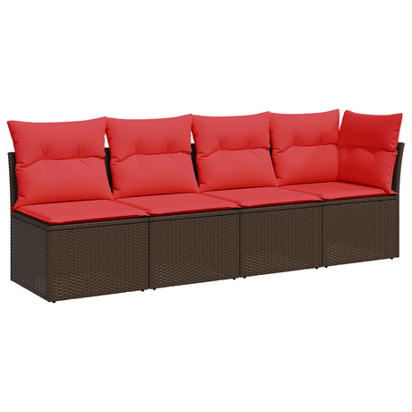 Vidaxl | tuin sofa | met kussen bruin 227 x 62 x 69 cm poly rattan