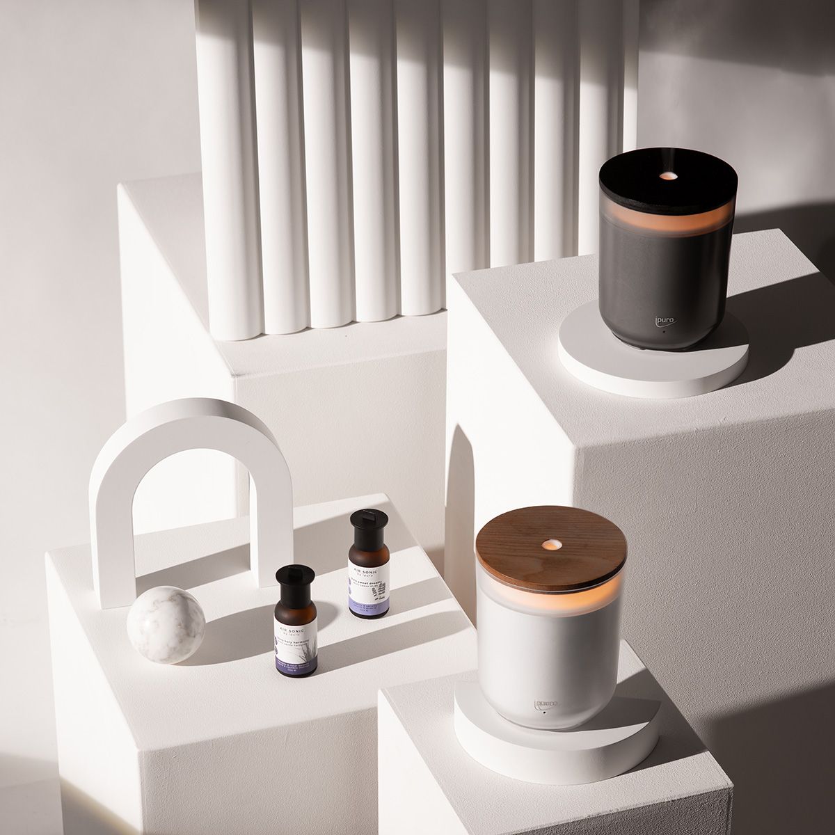 Ipuro air sonic aroma stearinlys hvid