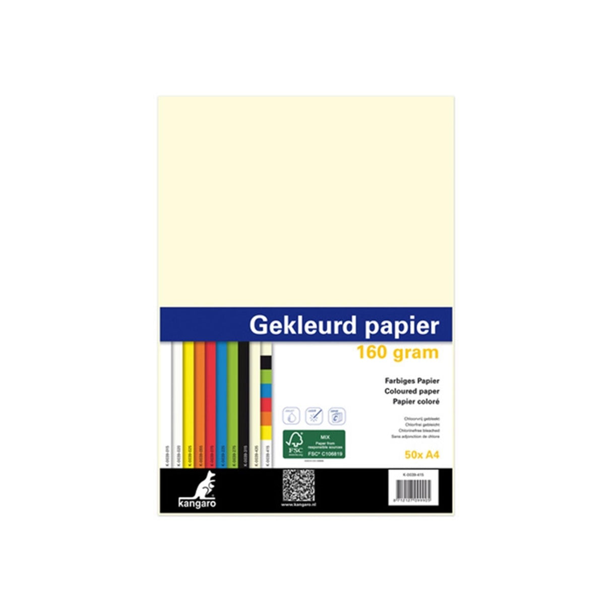 Kangaro kopipapir a4 160gr 50 ark assorterede farver