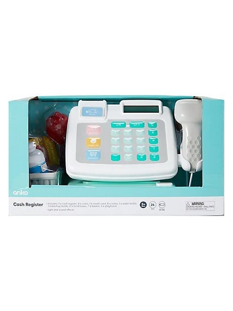 Playgo kasseapparatscannersystem med falske penge og genstande.