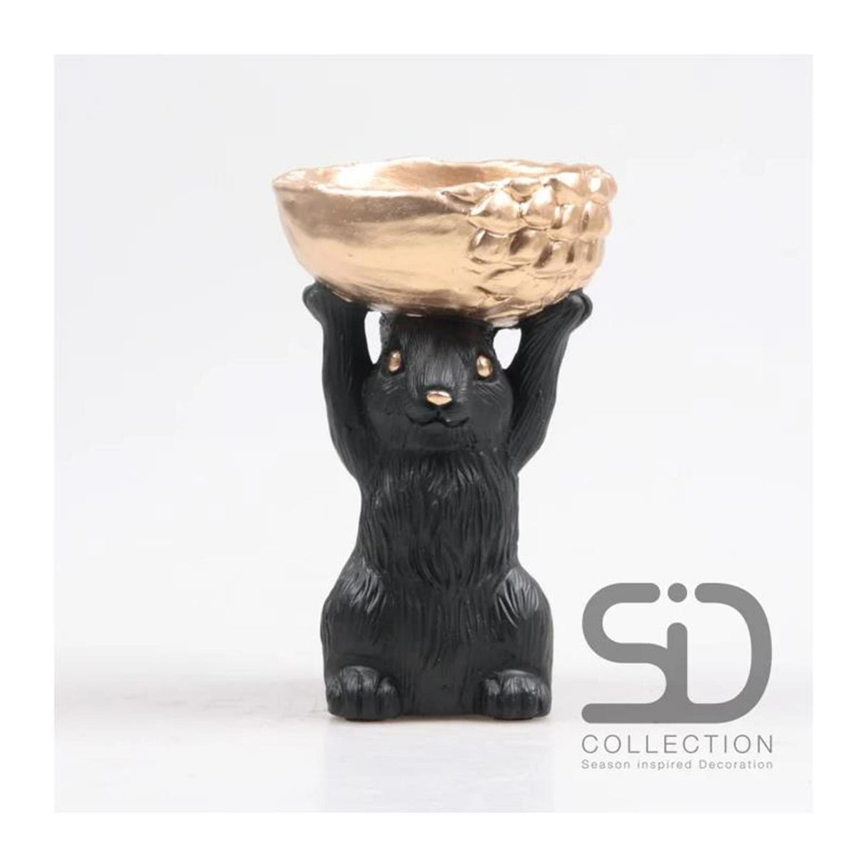 Season inspired decoration eekhoorn met bak 11x9,5x18cm zwart