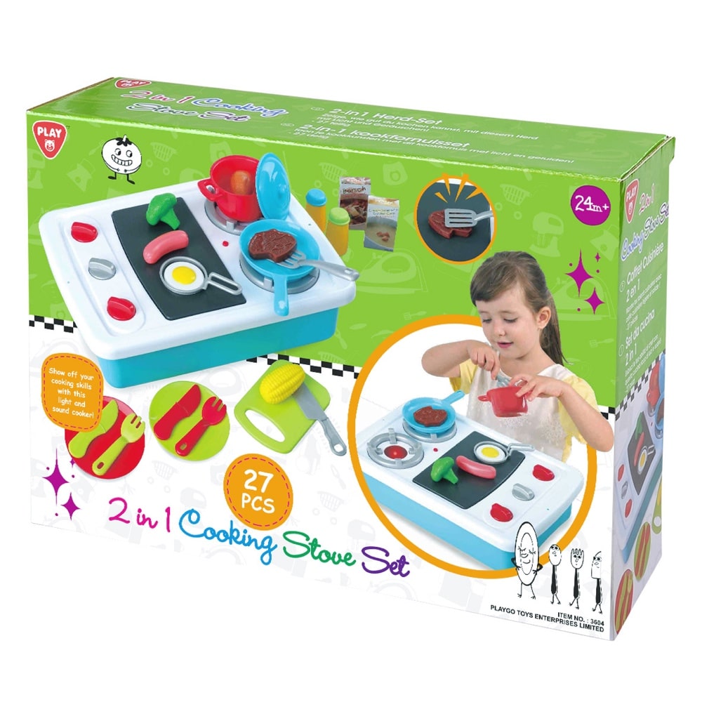 Playgo - 2 i 1 køkkenovn sæt med 27 dele
