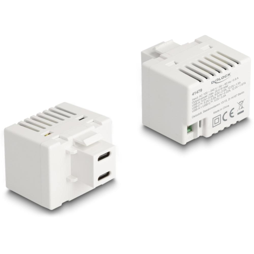 USB-C til 2-benet forbindelsesblok keystone