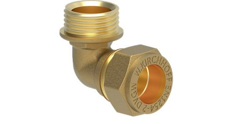 Kirchhoff messing overgangshoek 90°, blank, 18 mm x 1 2 ag, klemkoppeling voor koperen buis - 989452317
