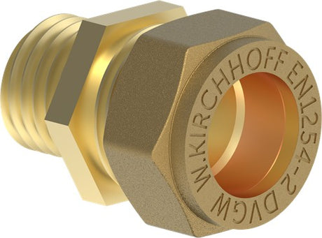 Kirchhoff messing overgangsstuk, blank, 18 mm x 1 2 et, klemkoppeling voor koperen buis - 989457617