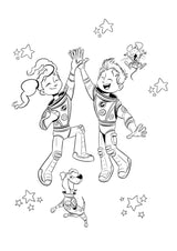 Hvid løve malebog - de små astronauter