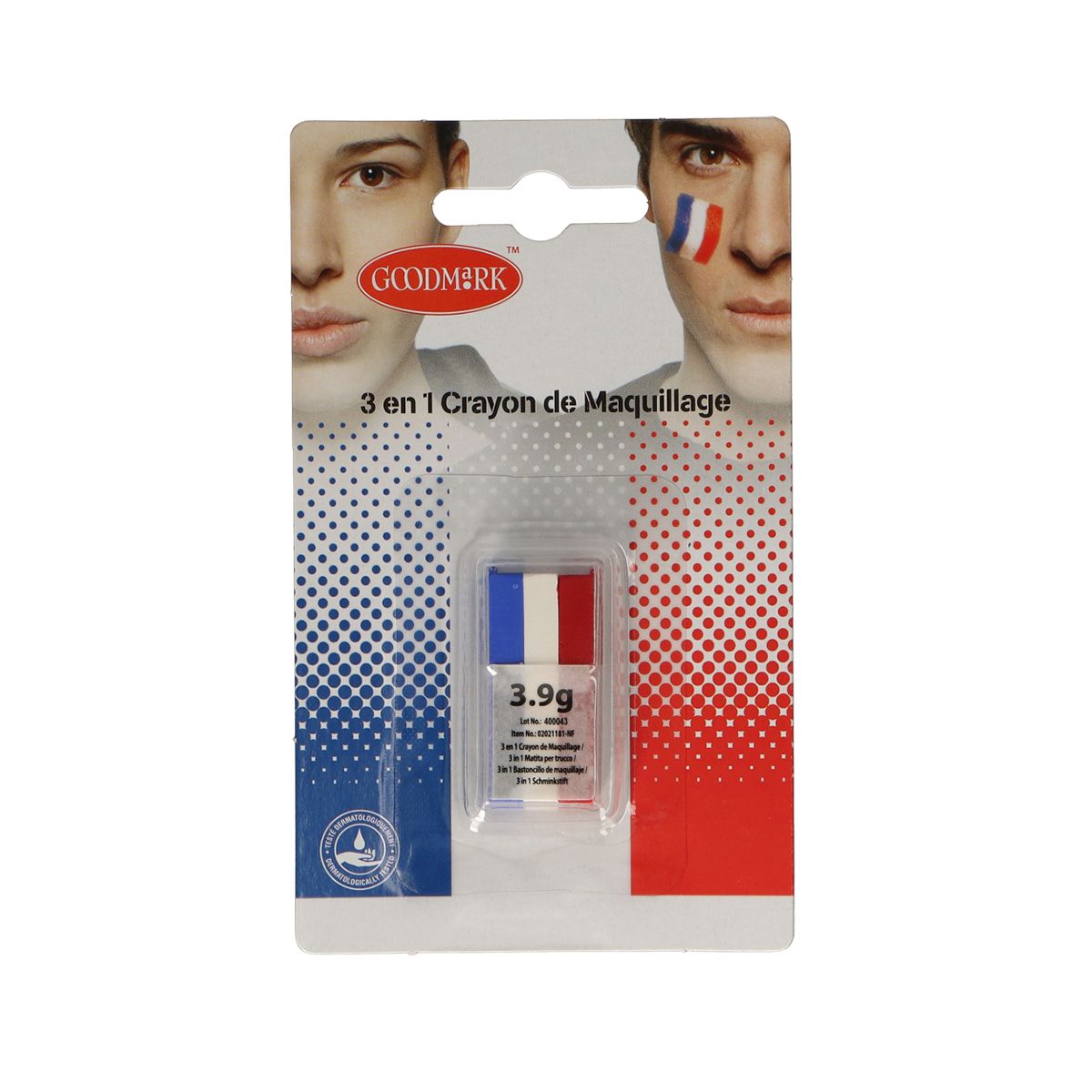 Goodmark 3 i 1 make-up stick rød - hvid - blå 3,9gr