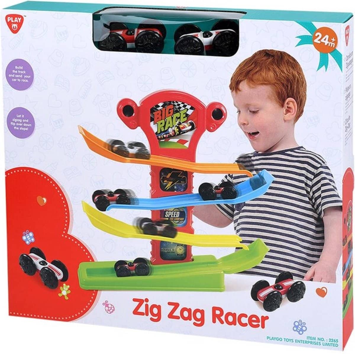 Playgo - zigzag racerbilbane med 2 racerbiler