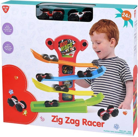Playgo - zigzag racerbilbane med 2 racerbiler