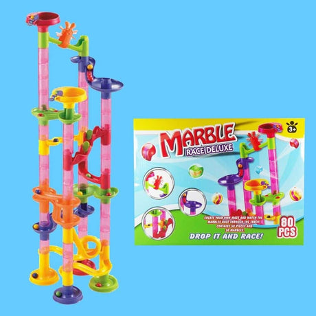 Playgo - luksus marmorbane, 80 stykker, inklusive 30 kugler