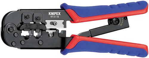 Knipex krympetang 97 51 10 sb (blå rød, RJ-11 12 og RJ-45 stik)